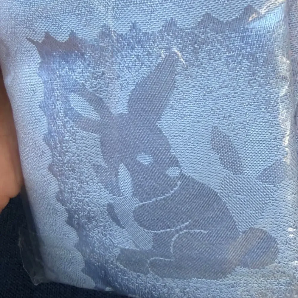 Blossums & Blooms Blue Easter Napkin Set of 4 Damask? Spring Bunny Rabbit NOS